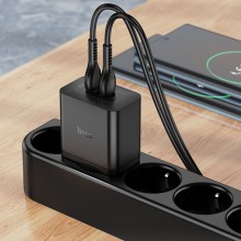 СЗУ Hoco N35 Streamer PD45W (2USB-C) + кабель Type-C to Type-C – Черный