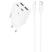 СЗУ Hoco N55 Fundador PD20W four-port (2USB-A/2C) + кабель Type-C to Lightning – Белый