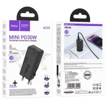 МЗП Hoco AC25 Mini PD30W (1USB-C) universal travel charger – Чорний