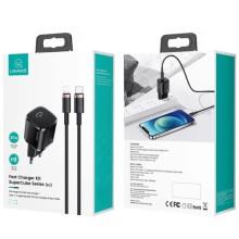 МЗП Usams US-XFK T36 20W (1USB-C) + кабель Type-C to Lightning – Чорний