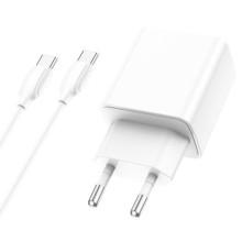 СЗУ Borofone BA67A PD20W+QC3.0 (1USB-A/1C) + кабель Type-C to Type-C – Белый