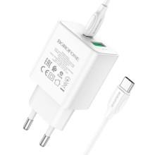 СЗУ Borofone BA67A PD20W+QC3.0 (1USB-A/1C) + кабель Type-C to Type-C – Белый
