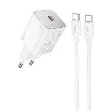 СЗУ Hoco N40 Mighty PD20W (1USB-C) + кабель Type-C to Type-C – Белый