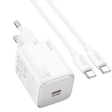 СЗУ Hoco N40 Mighty PD20W (1USB-C) + кабель Type-C to Type-C – Белый