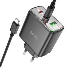 МЗП Hoco CS44A Smart PD65W (1USB-A/2С) + кабель Type-C to Type-C – Чорний