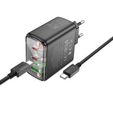 МЗП Hoco CS44A Smart PD65W (1USB-A/2С) + кабель Type-C to Type-C – Чорний