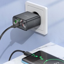 МЗП Hoco CS44A Smart PD65W (1USB-A/2С) + кабель Type-C to Type-C – Чорний