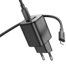 СЗУ Hoco N41 Almighty PD20W+QC3.0 (1USB-A/1C) + кабель Type-C to Lightning – Черный