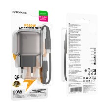 МЗП Borofone BAS53A Absolute PD20W (1USB-C) + кабель Type-C to Lightning – Чорний