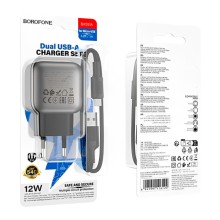 МЗП Borofone BAS52A Absolute QC3.0 18W (1USB-A) + кабель USB to MicroUSB – Чорний