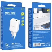 МЗП Borofone BN7 PD20W+QC3.0 (1USB-A/1C) – Білий