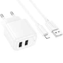 МЗП Hoco CS51A Surplus (2USB-A) + кабель USB to Lightning – Білий