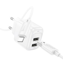 МЗП Hoco CS51A Surplus (2USB-A) + кабель USB to Lightning – Білий