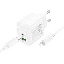 МЗП Hoco CS54A Surplus PD20W+QC3.0 (1USB-A/1C) + кабель Type-C to Lightning – Білий