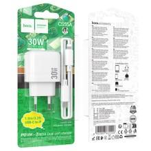 Аксессуар СЗУ Hoco CS55A Surplus PD30W+QC3.0 (1USB-A/1C) + кабель Type-C to Lightning