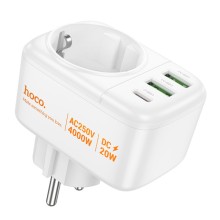 СЗУ Hoco AC26 Changer Outlet Extender 20W (2USB-A/1C/1Socket)