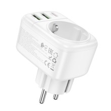 СЗУ Hoco AC26 Changer Outlet Extender 20W (2USB-A/1C/1Socket) – Белый