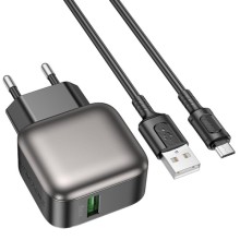 МЗП Borofone BAS52A Absolute QC3.0 18W (1USB-A) + кабель USB to MicroUSB – Чорний