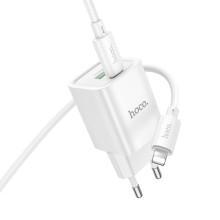 СЗУ Hoco C149A Charm PD30W+QC3.0 (1USB-A/1C) + кабель Type-C to Lightning – Белый