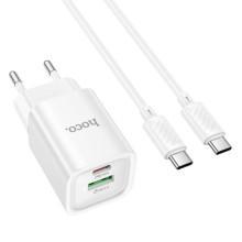 СЗУ Hoco C149A Charm PD30W+QC3.0 (1USB-A/1C) + кабель Type-C to Type-C – Белый