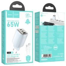 СЗУ Hoco N49 Glorious PD65W (1USB-A/2C) + кабель Type-C to Type-C – Голубой
