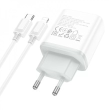 МЗП Hoco C105A Stage PD20W+QC3.0 (1USB-A/1C) + кабель Type-C to Lightning – Білий