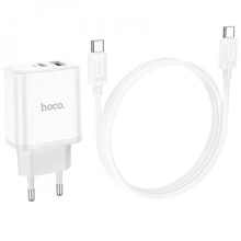 СЗУ Hoco C105A Stage PD20W+QC3.0 (1USB-A/1C) + кабель Type-C to Type-C – Белый