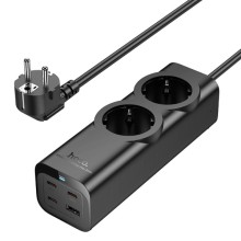 Подовжувач Hoco NS10 Wisdom 2-position PD67W (1USB-A/3C/2Socket) (2m) – Чорний