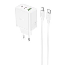 СЗУ Hoco N51 Scenery PD65W (1USB-A/2C) + кабель Type-C to Type-C – Белый