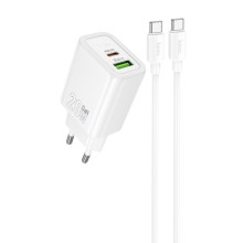 СЗУ Hoco N61 Gentle PD20W+QC3.0 (1USB-A/1C) + кабель Type-C to Type-C – Белый