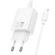 СЗУ Hoco N60 Gentle PD20W (1USB-C) + кабель Type-C to Lightning – Белый