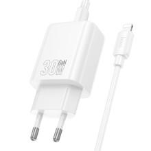 МЗП Hoco N62 Gentle PD30W (1USB-C) + кабель Type-C to Lightning – Білий