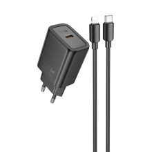 СЗУ Hoco N62 Gentle PD30W (1USB-C) + кабель Type-C to Lightning – Черный