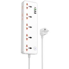 Подовжувач Hoco AC14A Rico PD30W (3USB-A/1C/5xSocket) (1.5m) – Білий