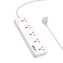 Подовжувач Hoco AC14A Rico PD30W (3USB-A/1C/5xSocket) (1.5m) – Білий