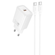 СЗУ Hoco N60 Gentle PD20W (1USB-C) + кабель Type-C to Type-C – Белый