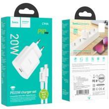 СЗУ Hoco C94A Metro PD20W (1USB-C) + кабель Type-C to Lightning – Белый