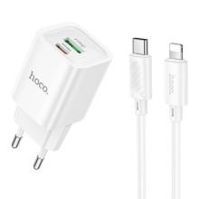 СЗУ Hoco C149A Charm PD30W+QC3.0 (1USB-A/1C) + кабель Type-C to Lightning – Белый