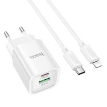 СЗУ Hoco C149A Charm PD30W+QC3.0 (1USB-A/1C) + кабель Type-C to Lightning – Белый