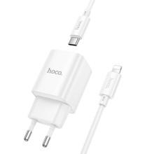 СЗУ Hoco C149A Charm PD30W+QC3.0 (1USB-A/1C) + кабель Type-C to Lightning – Белый
