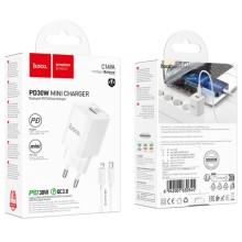 СЗУ Hoco C149A Charm PD30W+QC3.0 (1USB-A/1C) + кабель Type-C to Lightning – Белый