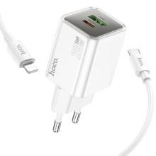 СЗУ Hoco N46 Glorious PD20W+QC3.0 (1USB-A/1C) + кабель Type-C to Lightning – undefined
