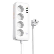 Удлинитель Hoco AC22 Sunlight (PD30W/1C/3A/4xSocket) (1.5m) – Белый