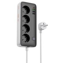 Удлинитель Hoco AC22 Sunlight (PD30W/1C/3A/4xSocket) (1.5m) – Черный