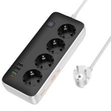 Удлинитель Hoco AC22 Sunlight (PD30W/1C/3A/4xSocket) (1.5m) – Черный