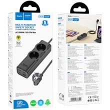 Удлинитель Hoco NS10 Wisdom 2-position PD67W (1USB-A/3C/2Socket) (2m) – Черный