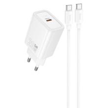 СЗУ Hoco N60 Gentle PD20W (1USB-C) + кабель Type-C to Type-C – Белый