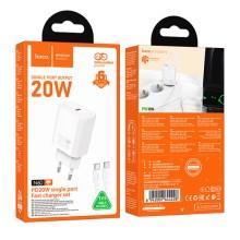 СЗУ Hoco N60 Gentle PD20W (1USB-C) + кабель Type-C to Type-C – Белый
