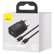 МЗП Baseus Super Si Quick Charger 20W (1USB-C) + кабель Type-C to Lightning (TZCCSUP-B) – Чорний