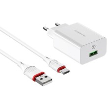 СЗУ Borofone BA21A Long journey QC3.0 3A (1USB-A) + кабель USB to Type-C